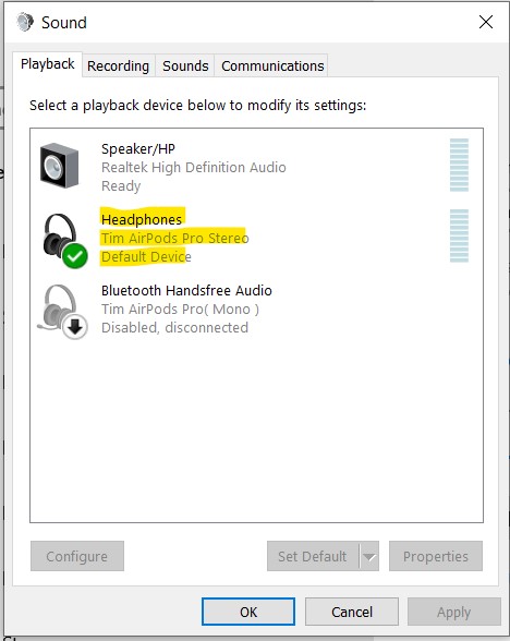 Airpod Pro Mic not working on Windows 10 pc Microsoft Community