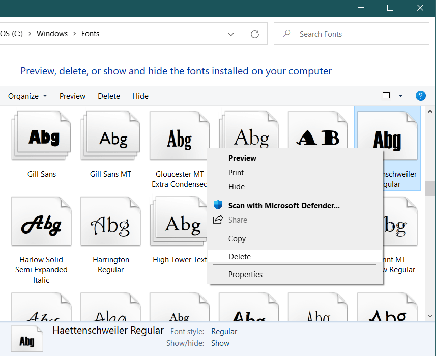 A Font I Installed No Longer Can Be Deleted Appears On My Browser At Microsoft Community