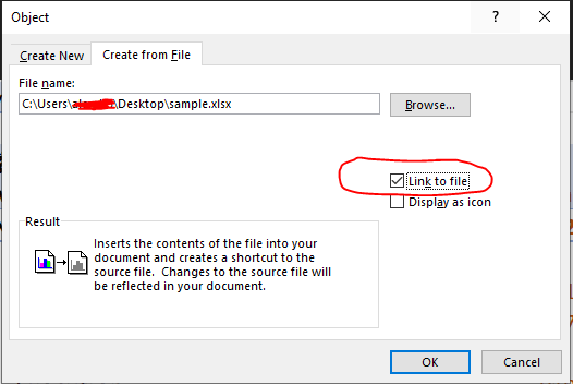 link excel table to word doc