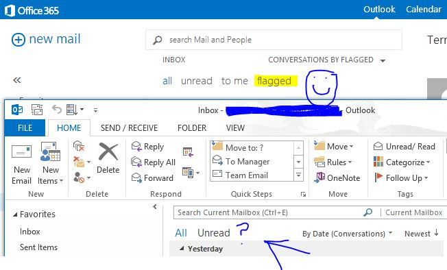 Show Flagged Messages Filter On Top Of Inbox Pane In Outlook 2013 