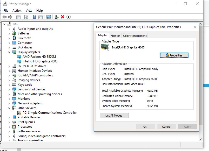 Windows 10 Dedicated Graphics Memory Issue Dual Graphics Microsoft Community