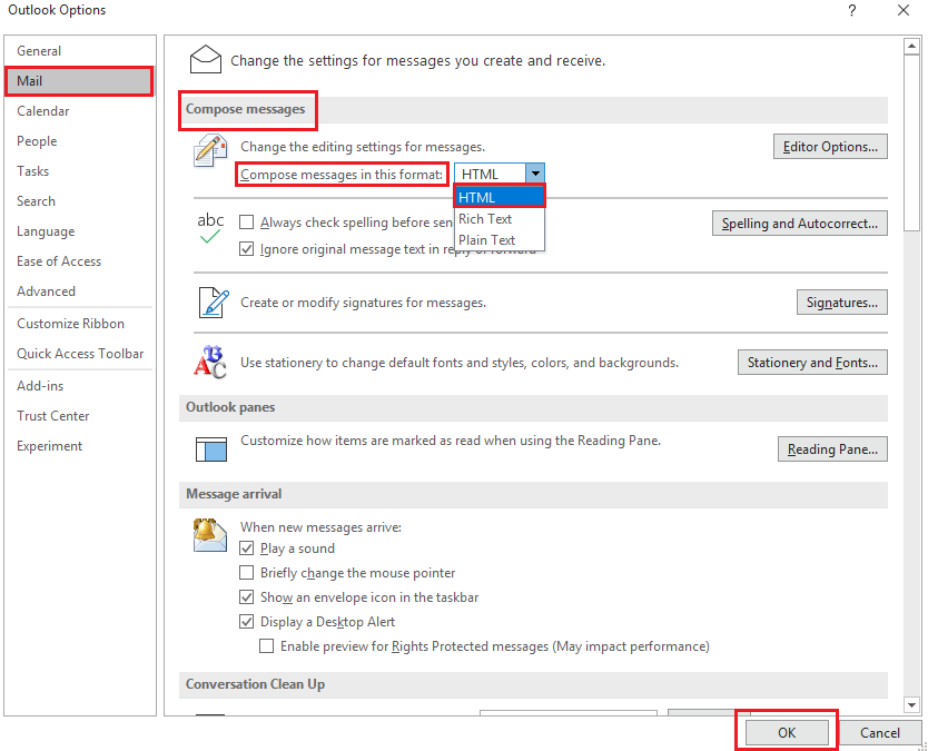 How to change message format from plain text to HTML in Outlook? -  SalesHandy Knowledge Base