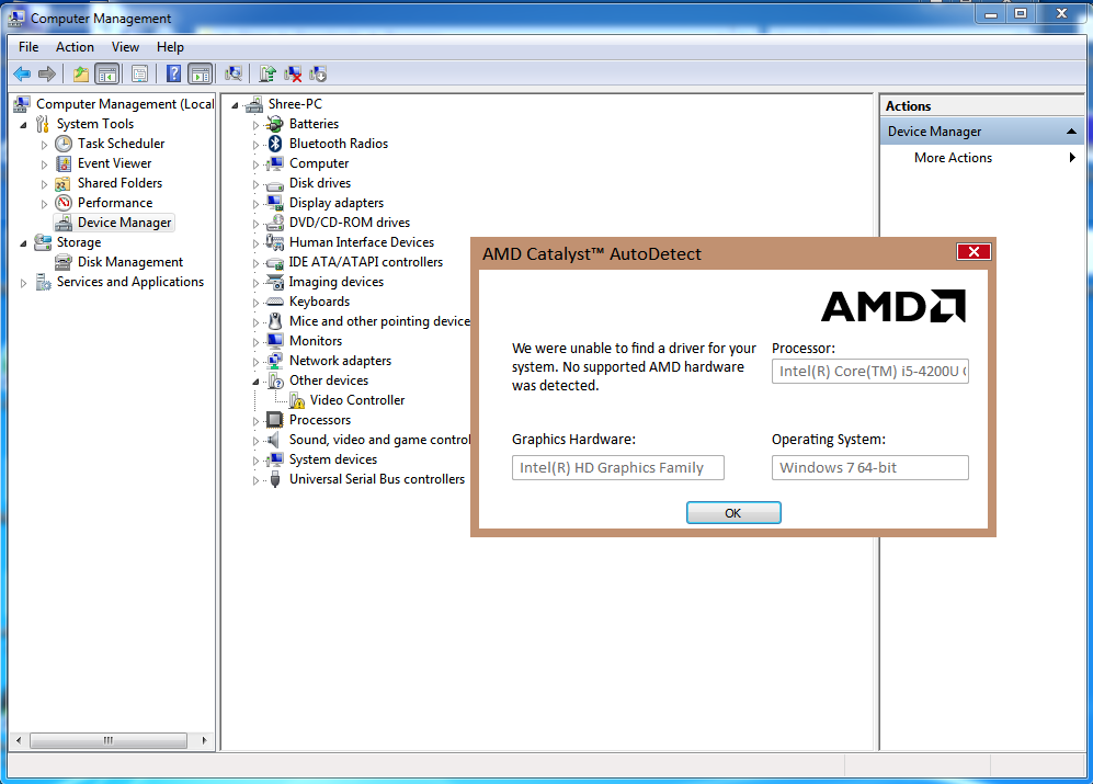 Unable to detect amd radeon 8670m on dell i15r 3537 Microsoft