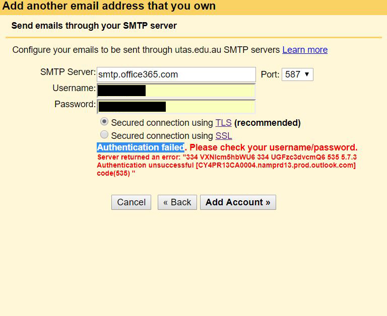 mailbird server authentification failed gmail