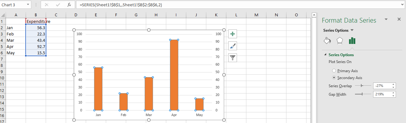 excel format chart axis in 365 2016? Y (NOT axes two Excel axis to secondary plot How in