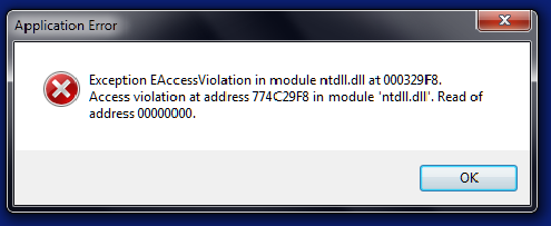 Skype Error in Windows 7 - Exception EAccessViolation in module ...