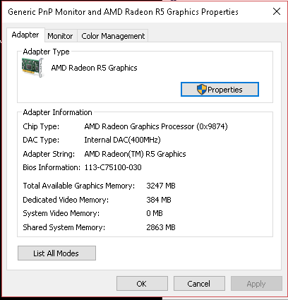 Dedicated Ram and Total Available Memory and shared System