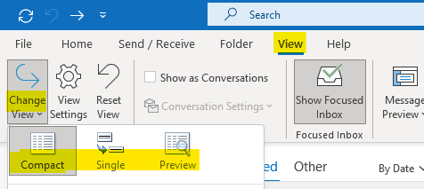 how do i change my outlook view back to original