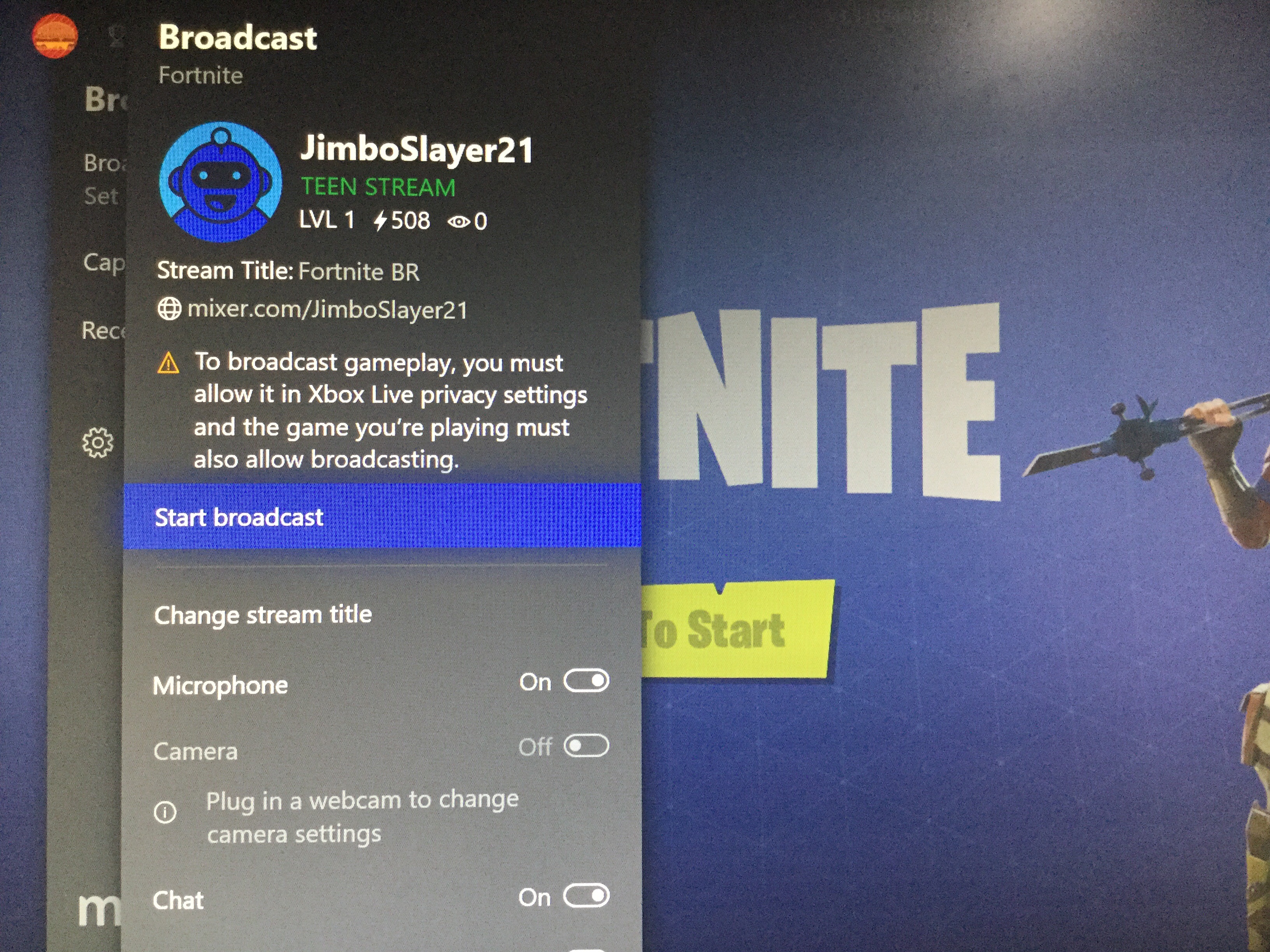 How Can I Fix My Xbox Live Privacy Settings So I Can Broadcast Microsoft Community - roblox music code take me to your xbox to play fortnite today