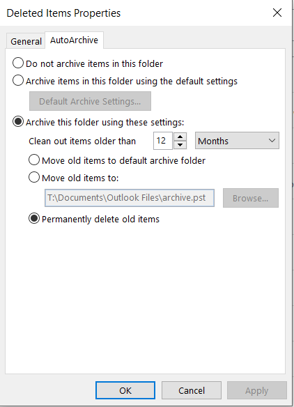 How to delete items older than 12 months from Deleted Items folder ...