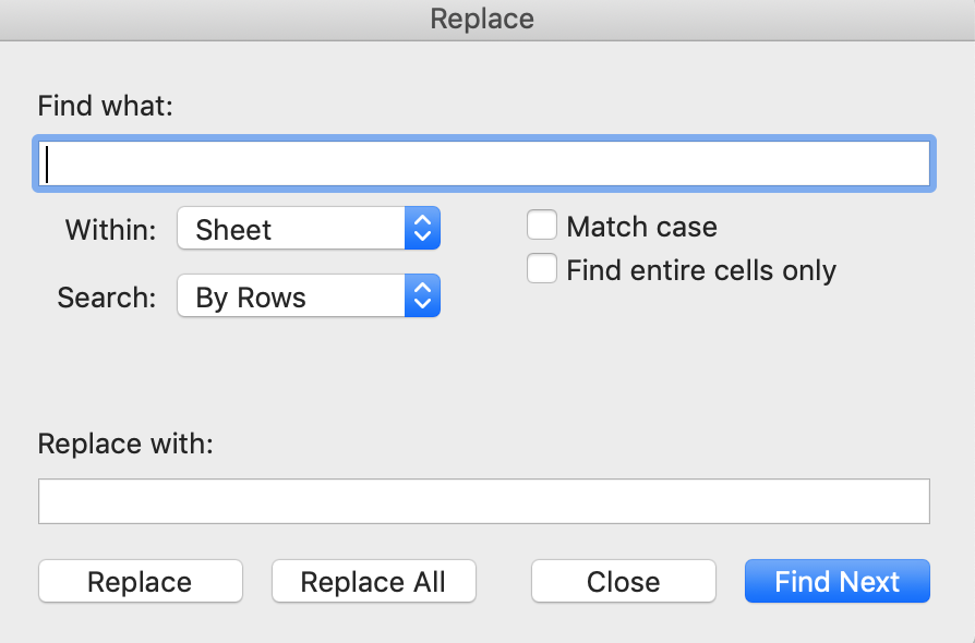 Find option in excel for mac