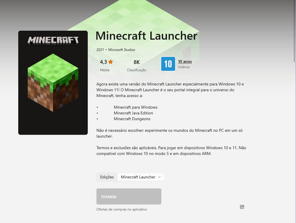 Jogar o Minecraft no Windows 10. - Microsoft Community