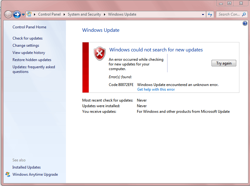 Windows Update Error 80072EFE {was: How do i fix this error 