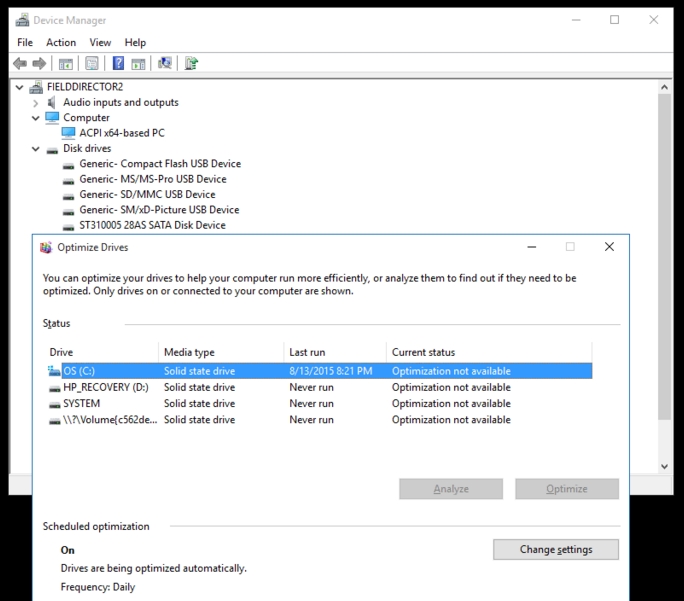 omdrejningspunkt af otte Microsoft Drive Optimizer mistakenly lists SATA hard disk drive as SSD -  Microsoft Community