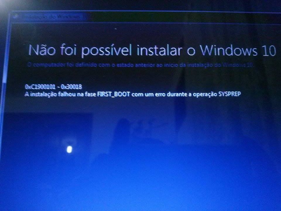 Não foi possível instalar o Windows 10: Erro 0xC1900101 - 0x20017 -  Microsoft Community