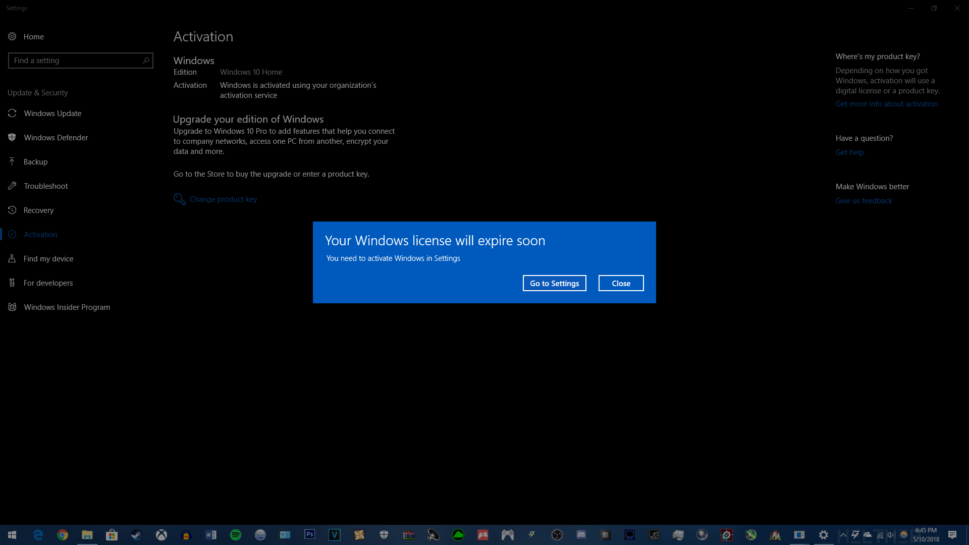 Windows Is Activated Using Your Organization'S Activation Service And -  Microsoft Community