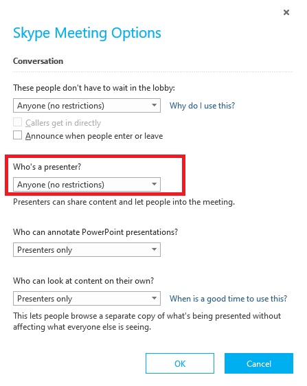 Skype For Business 参加会议的人员没有办法共享他的屏幕 Microsoft Community