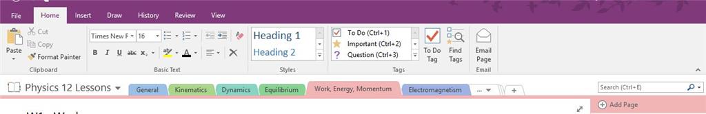 Onenote 2016 Resize Section Tabs To Fit Across The Top Of Screen 