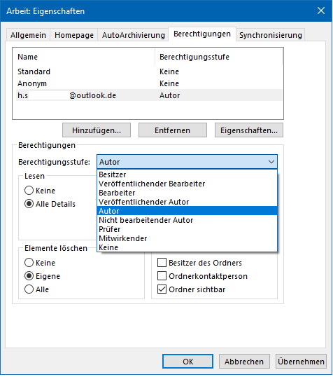 Outlook Kalender Berechtigungen ohne Terminbenachrichtigungsmails