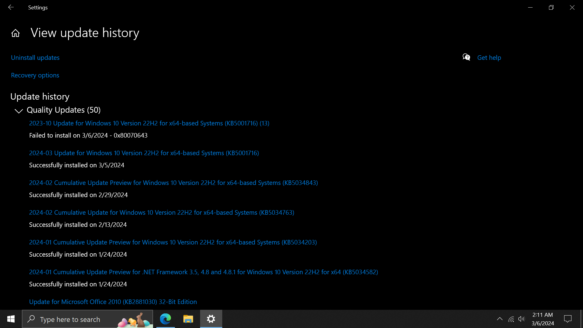 Windows Update KB5001716 (10) Cannot Install - Microsoft Community