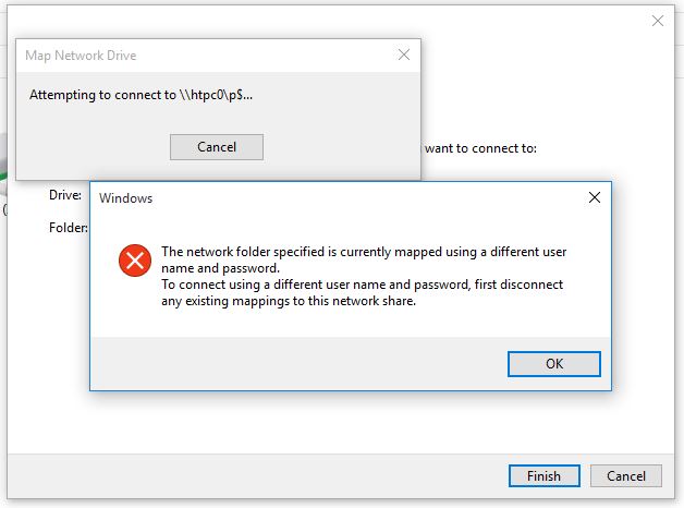 cannot map network drive via vpn