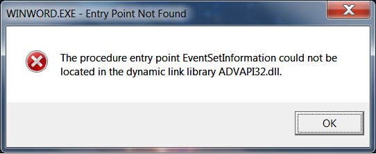 Cannot launch. Entry point not found. Entry exe. WINWORD.exe. Точка ехе.