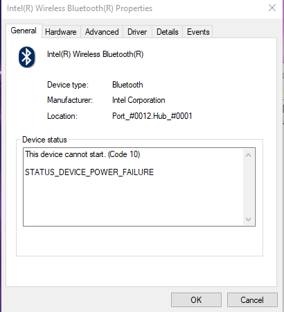 Bluetooth adapter device cannot start (code 10) - Microsoft Community