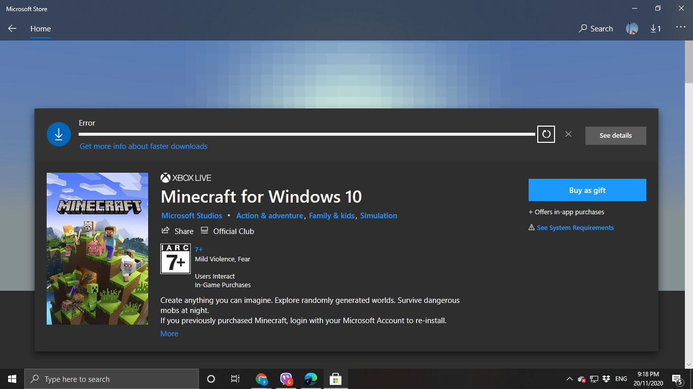 can t download minecraft windows 10
