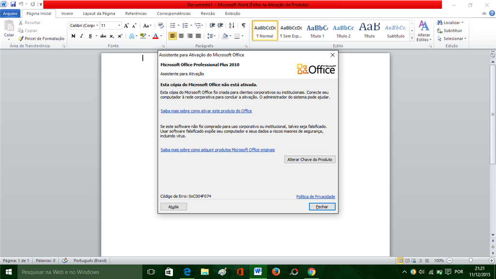 Falha Na Ativa O Do Microsoft Word Microsoft Community