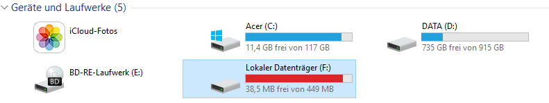 April Update neuer Lokaler Datenträger (F)