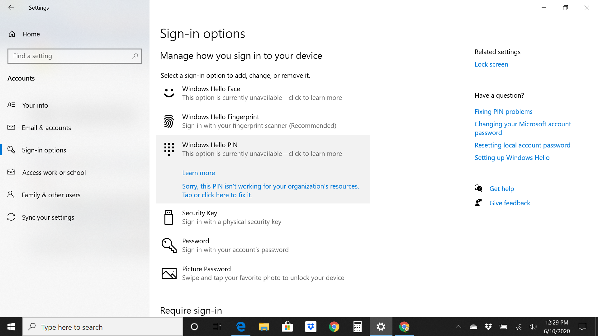 no longer an option to change pin in "sign-in option" - Microsoft