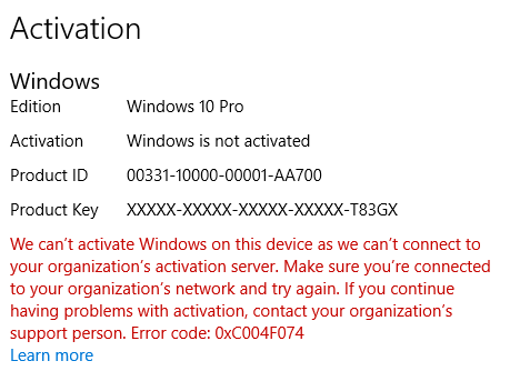 Windows 10 Can T Be Activated As Device Can T Connect To