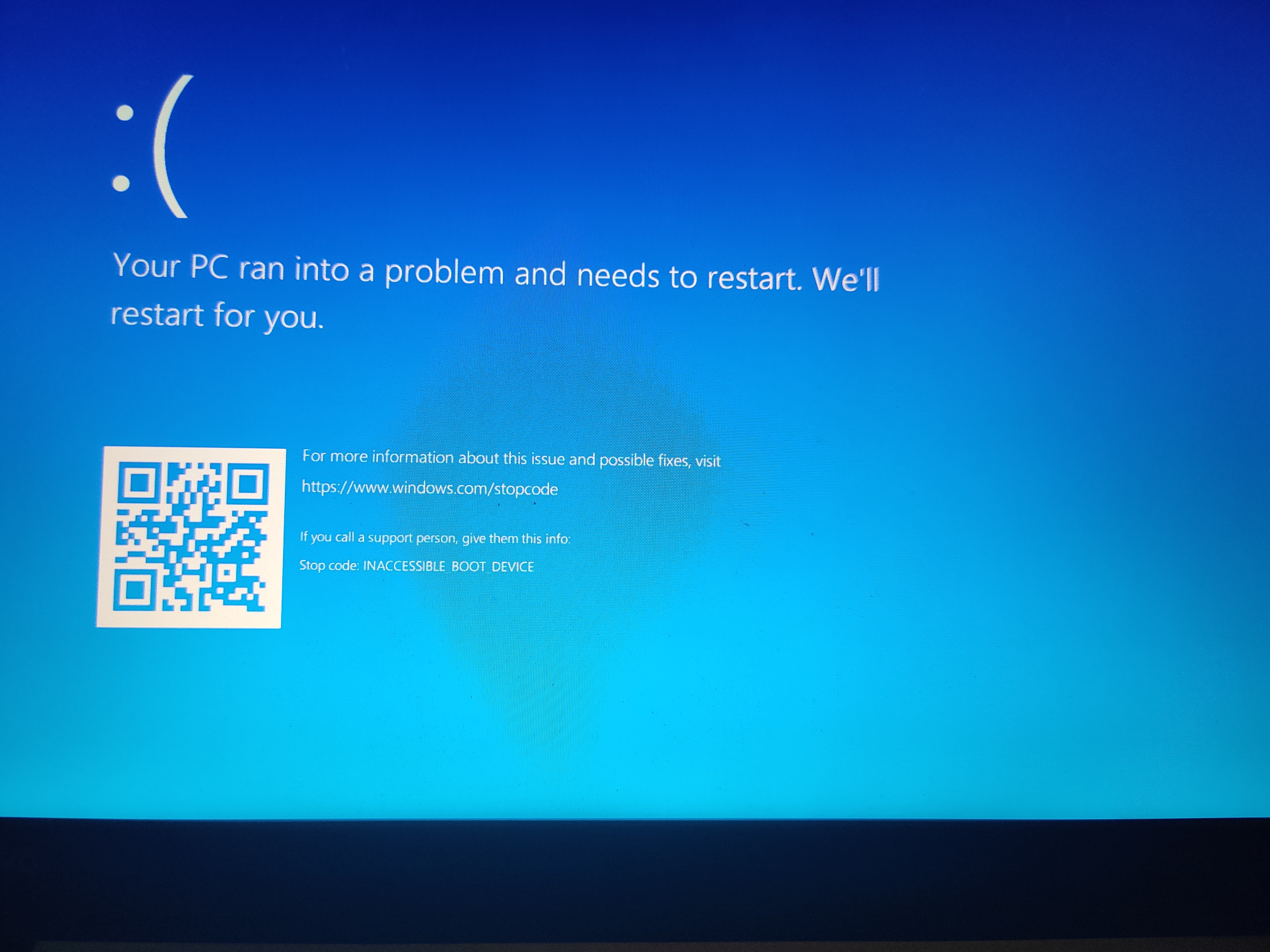 blue screen windows 10 inaccessible boot device