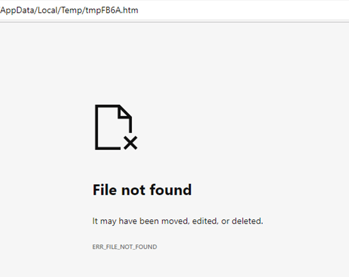 Unable to open/generate .htm file in Microsoft Edge from local temp ...