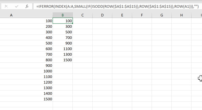 use every other row of a column to create a new columns of data ...