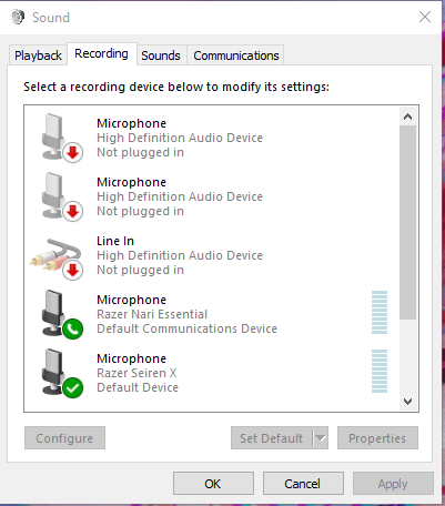 Recording Tab Of Sound Menu Crashes Only When I Click On Razer Microsoft Community