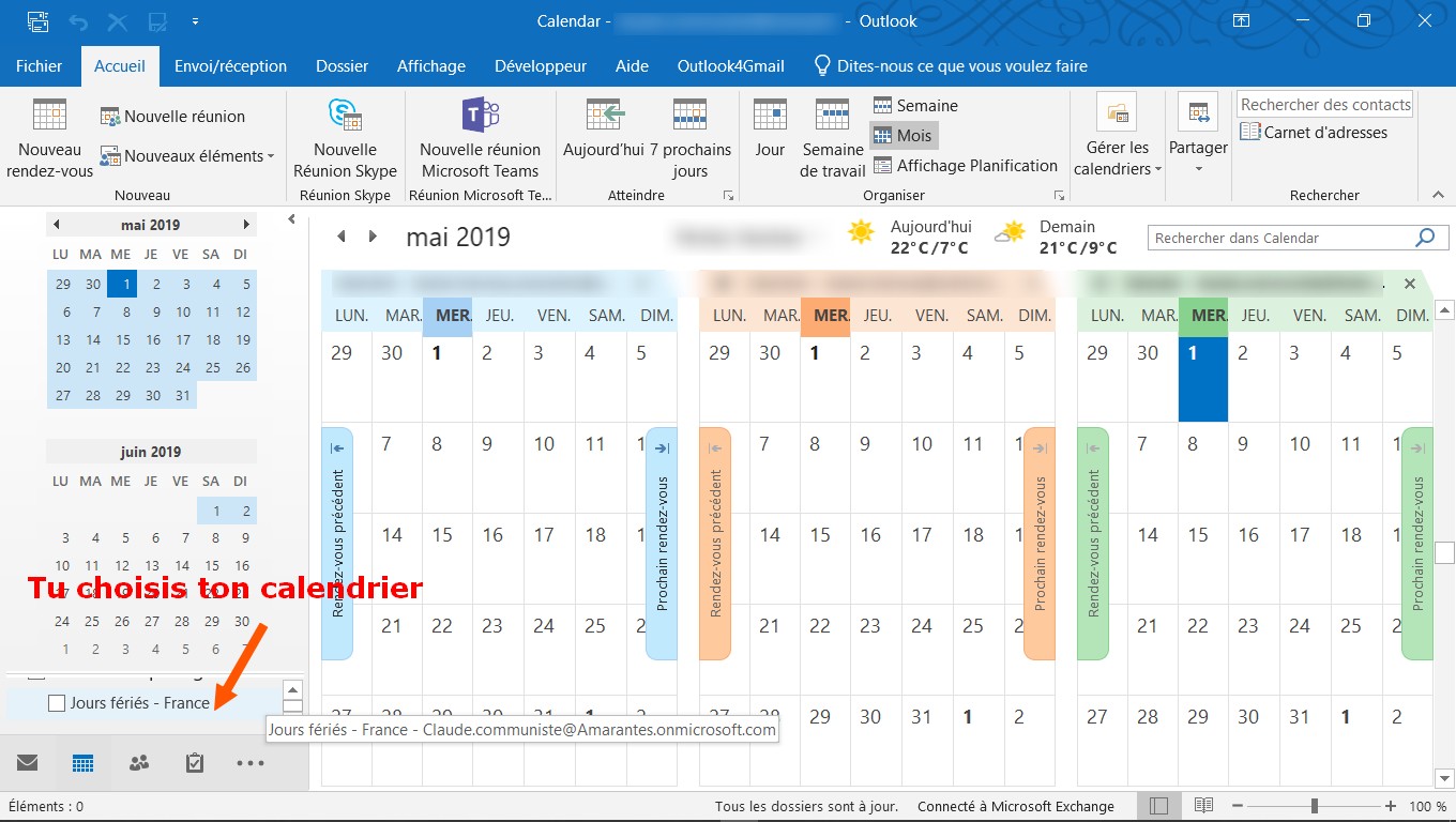 synchronisation calendrier outlook sur plusieurs ordis - Microsoft