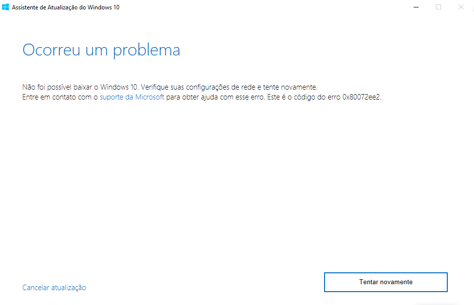Está dando erro para baixar a atualização - Microsoft Community