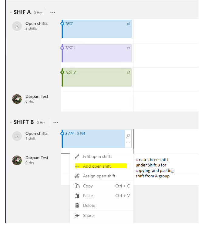 SHIFTS - Copy 'open shifts' from one group to another - Microsoft Community