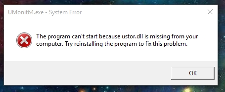 UMonit.exe ustor.dll missing Error..... - Microsoft Community