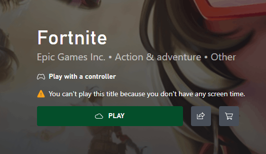 You can't play this title because you don't have any screen time. Xbox -  Microsoft Community