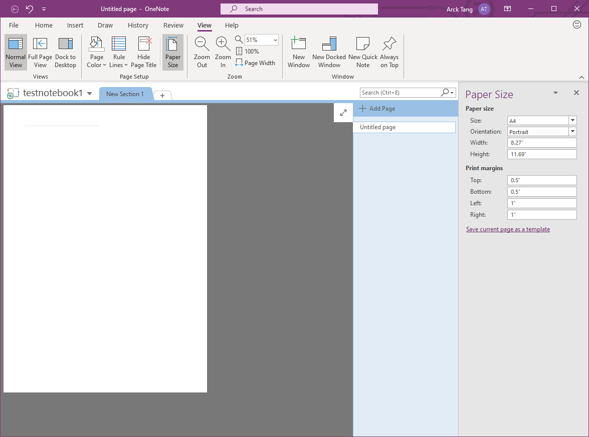 Change Paper Size Microsoft Onenote