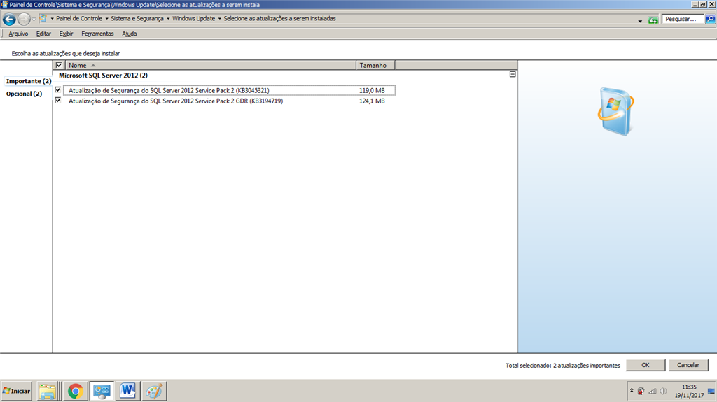 Windows update sql server 2012 sp2 erro c digo 80004005