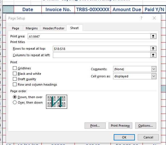 Excel 2016 MSO Too Many Rows Repeating at Top of Each Page Only