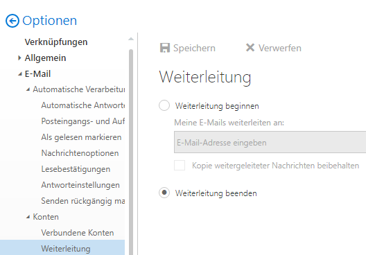 Automatische Weiterleitung Meiner Outlook-Mail An Z.B.: GMX