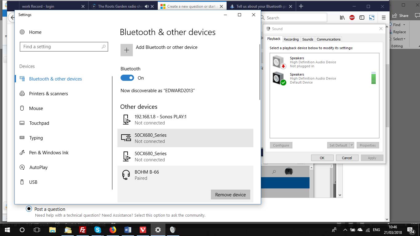 Bluetooth headphones not outlet working on windows 10