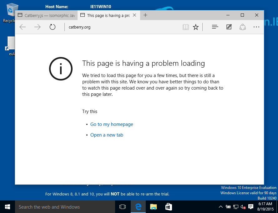 Microsoft Edge Cant Load Any Website Built Using Catberry Microsoft 0194