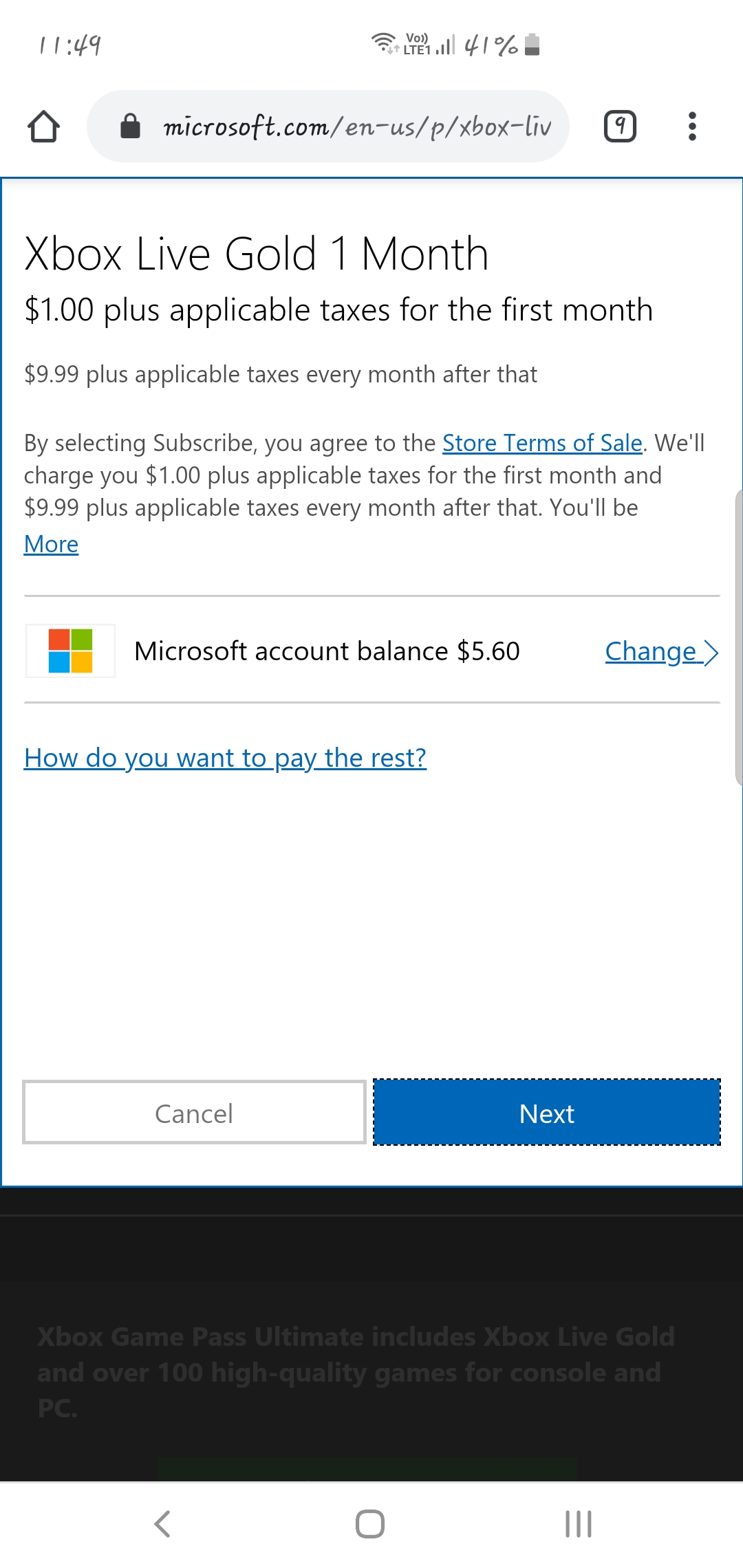 Pay for xbox live best sale with microsoft account money