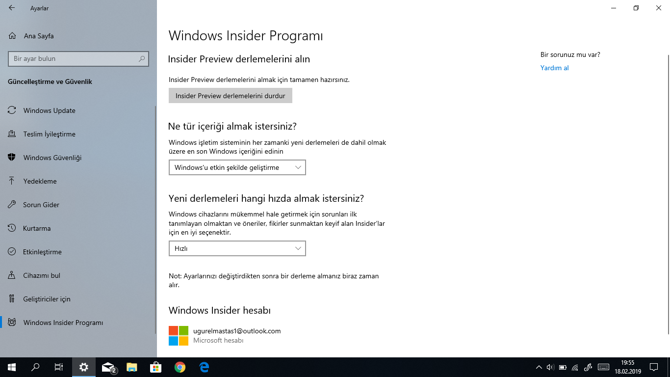 Windows 10 Insider Preview ayarları değişmiyor - Microsoft Community