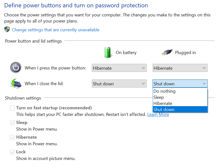 The screen won t turn off after closing lid Microsoft Community